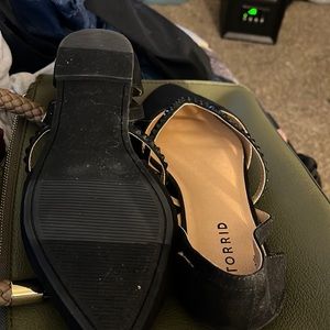 Torrid black flats with black studded gems on decorative straps